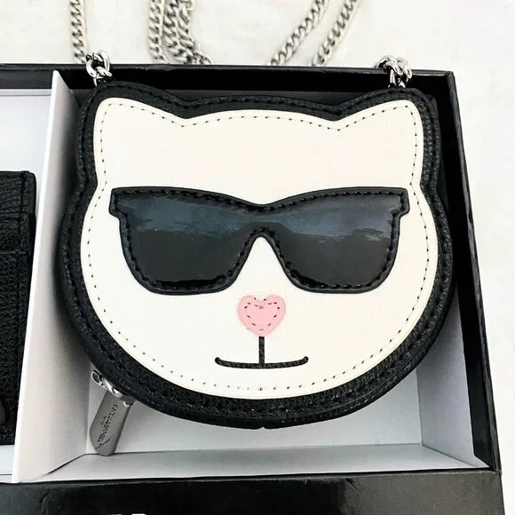 Karl Lagerfeld Paris Karl & Choupette 2pc Mini Cat Purse & Card Holder Gift Set - Picture 6 of 10
